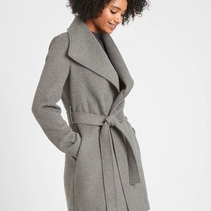Banana Republic Double-Faced Wrap Coat
Dark Charcoal 

PETITE XS 
NEW W/O TAGS